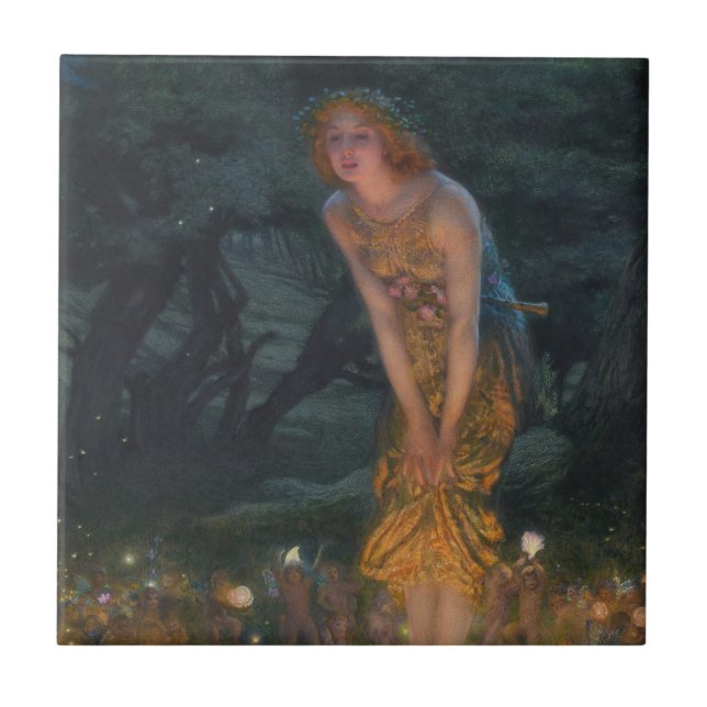 Azulejo Noche de verano Eve Edward Robert Hughes Fantasía  (Frente)