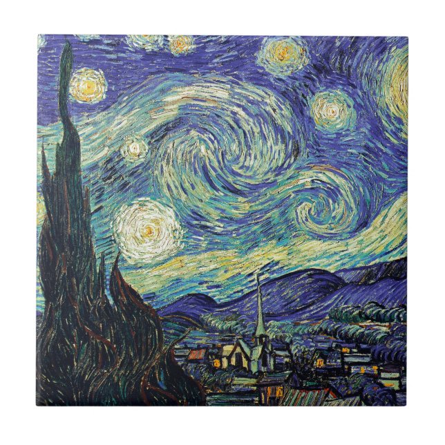 Azulejo Noche estrellada de van Gogh (Frente)