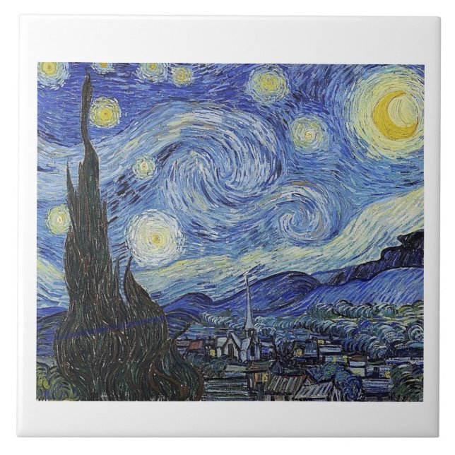 Azulejo Noche estrellada de Van Gogh, Bella Artes, (Frente)