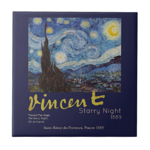 Azulejo Noche estrellada de Van Gogh Clásico Azul Obra Mae