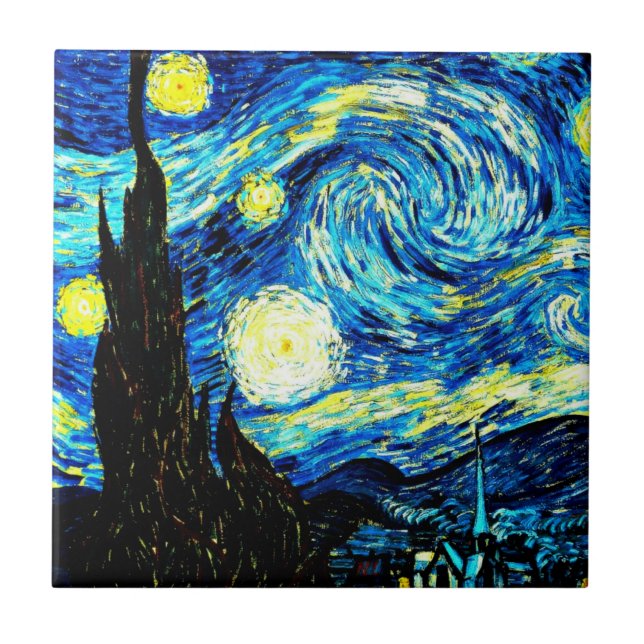 Azulejo Noche estrellada de Vincent van Gogh (Frente)