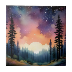 Azulejo Noche estrellada en los bosques