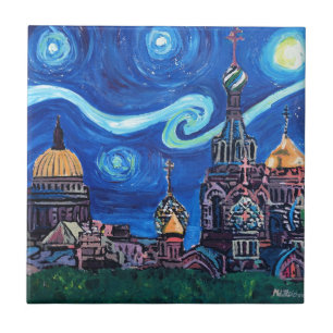 Azulejo Noche estrellada en St Petersburg Rusia