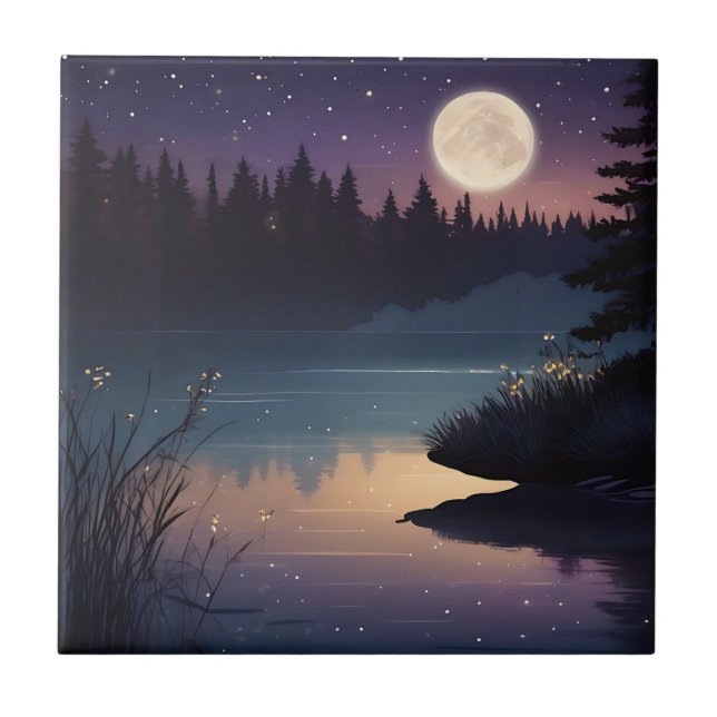 Azulejo Noche estrellada Serenity Lakeside Glow (Frente)