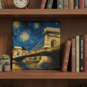 Azulejo Noche estrellada sobre el Danubio