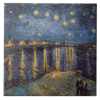 Azulejo Noche estrellada sobre el río Ródano de Vincent Va