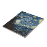 Azulejo Noche Van Gogh Starry<br><div class="desc">Obra maestra de la noche Vincent Van Gogh Starry, obra de arte de época sobre productos modernos de Zazilicious</div>
