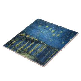 Azulejo Noche Van Gogh Starry sobre el Ródano