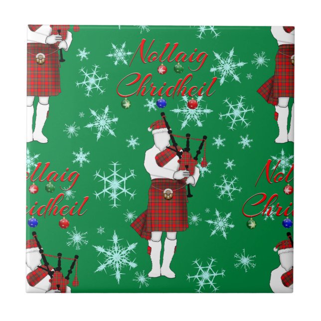 Azulejo Nollaig Chridheil Escocia Feliz Navidad Escocia (Frente)