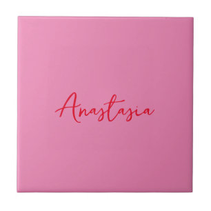Azulejo Nombre caligráfico profesional personalizado rosa