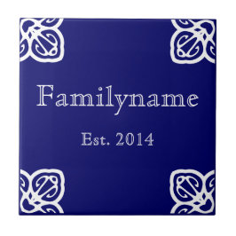 Azulejo Nombre de familia - Blanco español en azul
