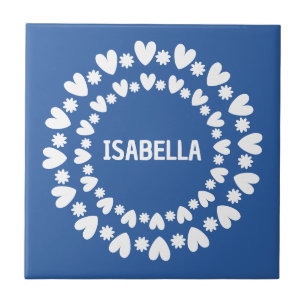 Azulejo Nombre De Flores Y Corazones