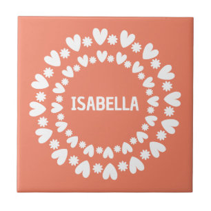 Azulejo Nombre De Flores Y Corazones