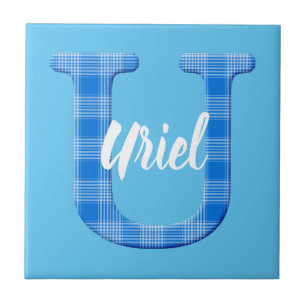 Azulejo Nombre de niño personalizado a cuadros letra U