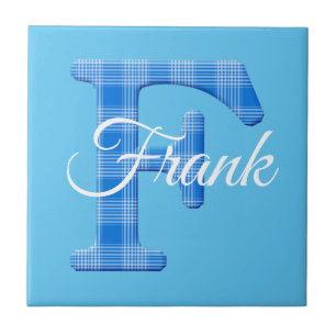 Azulejo Nombre de niño personalizado Plaid letra F
