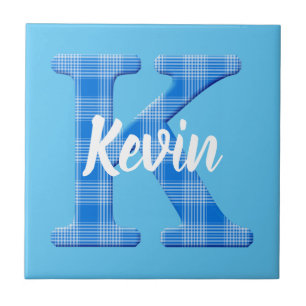 Azulejo Nombre de niño personalizado Plaid letra K