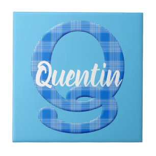 Azulejo Nombre de niño personalizado Plaid letra Q