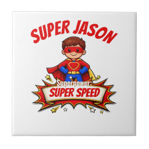 Azulejo Nombre de superhéroe personalizado para niños y su
