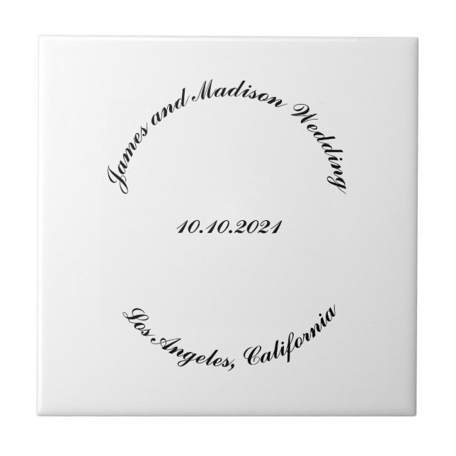 Azulejo Nombre del personalizar, boda de letras curvadas n (Frente)