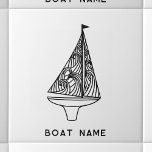 Azulejo Nombre del velero<br><div class="desc">Añada su propio nombre de barco a este moderno diseño de velero. Perfecto para un barco,  un lago o una casa de playa o para todo aquel que ame la vela.</div>