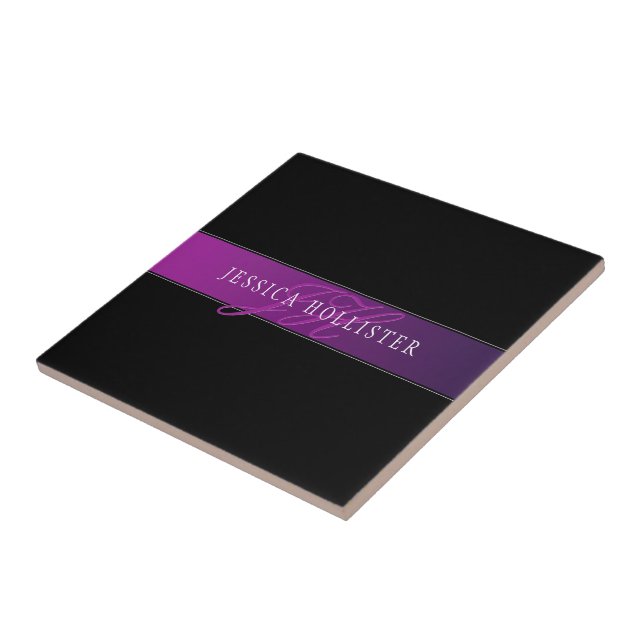 Azulejo Nombre elegante y comienzo/s monogramado (Lado)