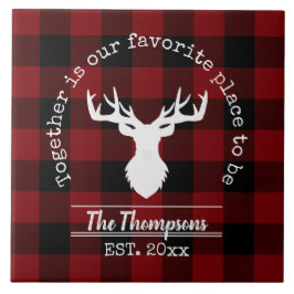 Azulejo Nombre familiar de granja de búfalos rojos y negro