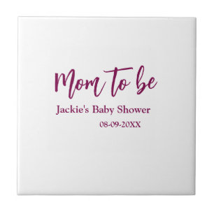 Azulejo nombre fecha de baby shower futura mamá rosa simpl