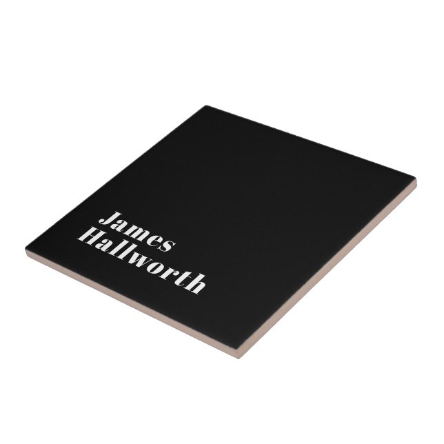 Azulejo Nombre moderno retro editable elegante (u otro tex (Lado)