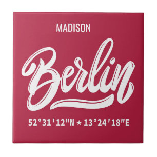 Azulejo Nombre personalizado Berlín Alemania Coordenadas