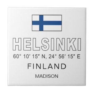 Azulejo Nombre personalizado Coordenadas de Helsinki