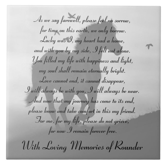 Azulejo Nombre personalizado de caballo galopante en memor (Frente)