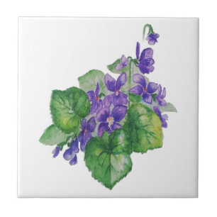 Azulejo Nombre personalizado de la flor violeta púrpura WA