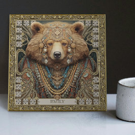 Azulejo Nombre personalizado del oso espiritual encantado
