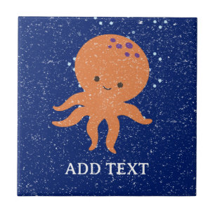 Azulejo Nombre personalizado del Personalizado del pulpo d