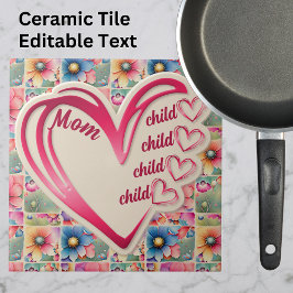 Azulejo Nombre Personalizado Mamá Niños Florales Por Toda 