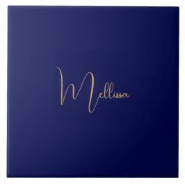 Azulejo Nombre personalizado minimalista azul