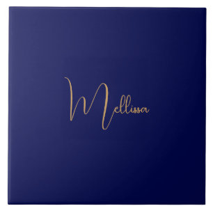 Azulejo Nombre personalizado minimalista azul