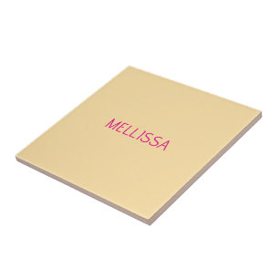 Azulejo Nombre personalizado minimalista crema
