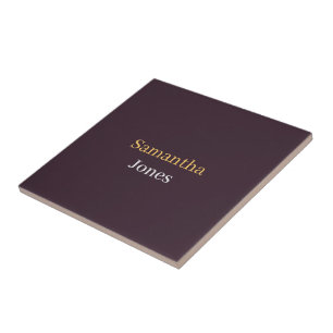 Azulejo Nombre personalizado minimalista moderno burgundy