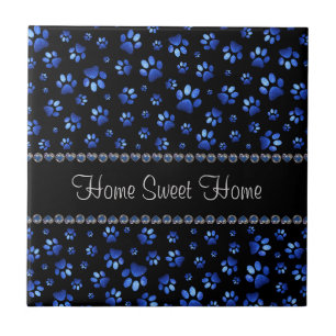 Azulejo Nombre personalizado, perras de perro purpurina az