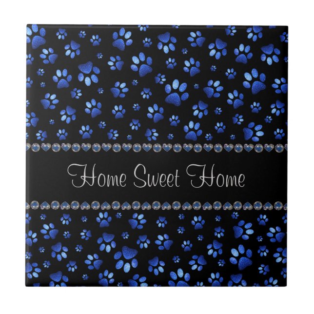 Azulejo Nombre personalizado, perras de perro purpurina az (Frente)