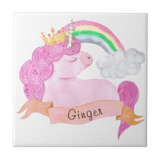 Azulejo Nombre personalizado 🌈 Rainbow Unicorn  