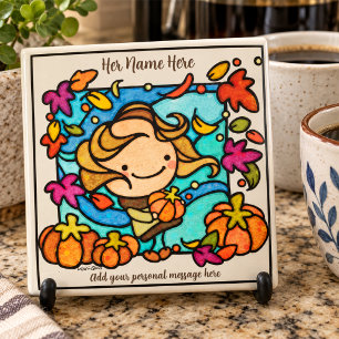 Azulejo Nombre personalizado Señal de cerámica de niña de 