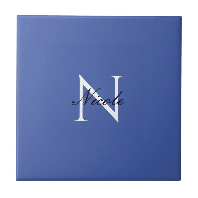 Azulejo Nombre propio monogramado inicial azul (Frente)