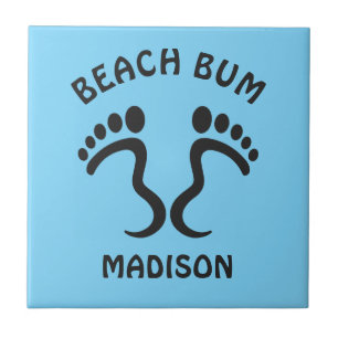 Azulejo Nombre y color personalizados Beach Bum