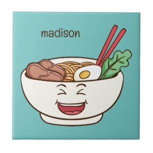 Azulejo Nombre y color personalizados fideos Kawaii lindos