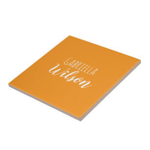 Azulejo Nombres personalizados modernista naranja minimali