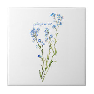 Azulejo Nomeolvides Flor de jardín acuarela personalizada