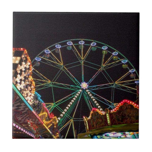Azulejo Noria de feria en la noche (Frente)