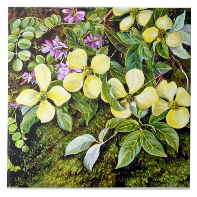 Azulejo Norte - Flores de un dogwood y un índigo (Frente)